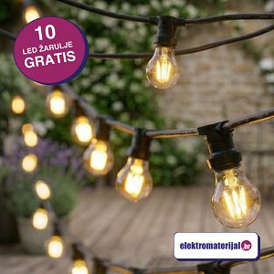 KABEL PARANGAL PP/L 3×0,75 crni 10m + 10 grla E27 + 10 žarulja u boji gratis