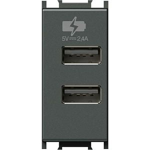MODUL PUNJAČ 2×USB 1M 5VDC 2,4A antracit EM67AT