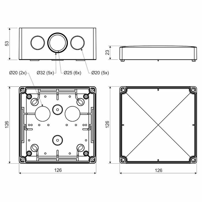 KUTIJA 126×126×51 nž bezhalogen  IP66 KSK125 KA Kopos