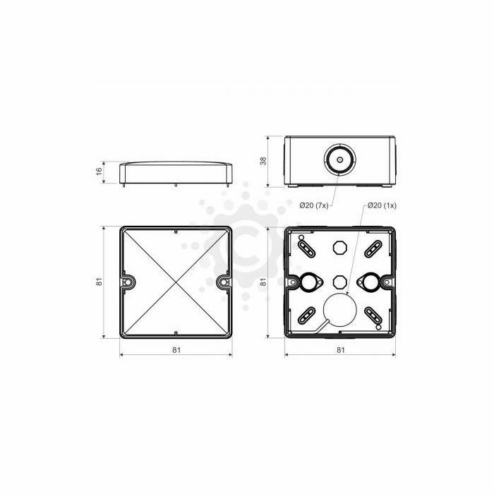 KUTIJA 81×81×35 nž IP66 crna (UV stabilna) KSK80FA Kopos