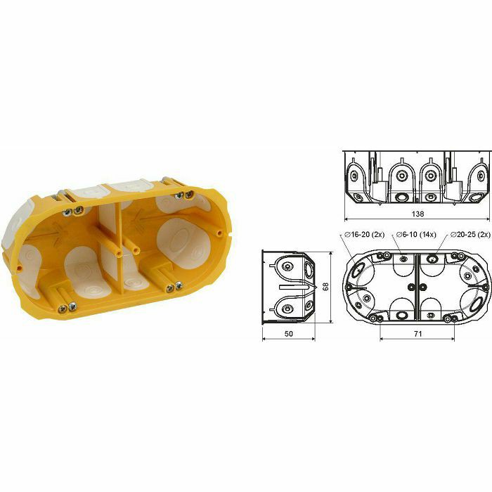 KUTIJA KNAUF 142×71×45 2-struka KP64-50/2LD NA gumirani izvodi