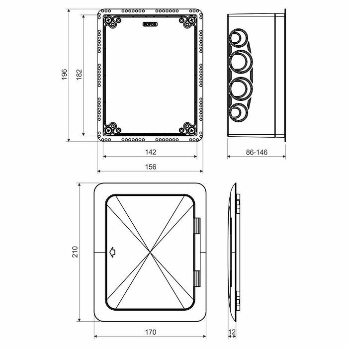 KUTIJA ZA FASADE I ZIDOVE S POKLOPCEM pž Kopos (poklopac na otvaranje)