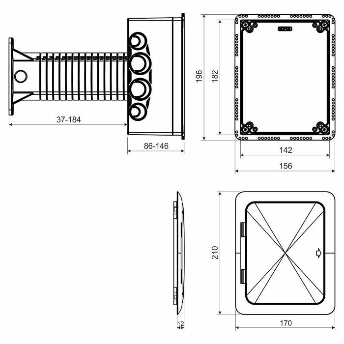 KUTIJA ZA FASADE S POKLOPCEM pž Kopos (poklopac na otvaranje) min 120mm ma× 300