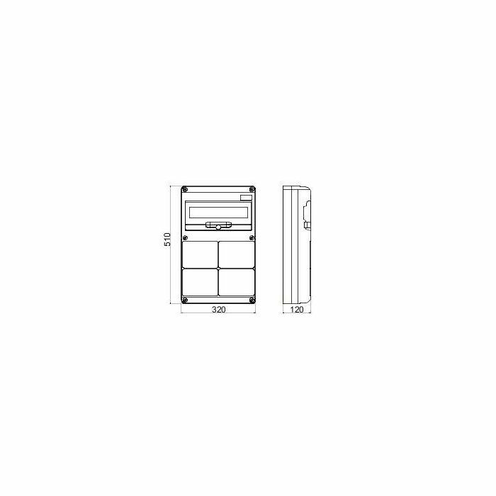 PRIKLJUČNA PLOČA Q-DIN 12M 4 OTVORA SBF 16/32A IP65 GW68009N