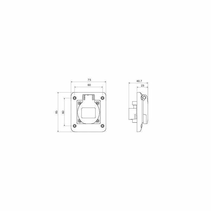 PRIKLJUČNICA ŠUKO UGRADNA 16A IP54 dim 85×75mm GW62392